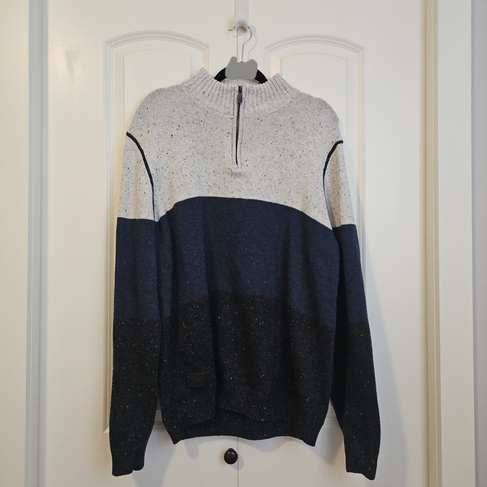 Point Zero Black Label 3/4 Zip Sweater Men's Navy Charcoal Sz XL